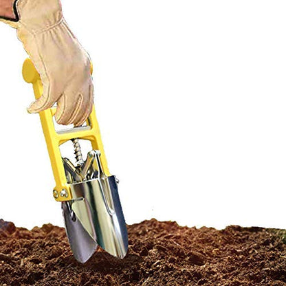 Yellow Bulb Planter Tool for Planting Bulbs - 3 Finger Pull Soil Grabber for Digging/refilling Hole - Soil Cutting Tapered Blade Edges - for Planting Tulips, Daffodils & Others a Like - color: YELLOW