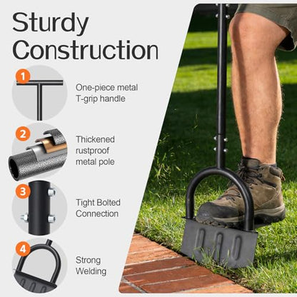 Edger Lawn Tool, 41-inch Long Handle Manual Lawn Edgers with T-Grip, Sharp V Shaped Half Moon Hand Lawn Edging Tool for Effortless Landscaping Sidewal