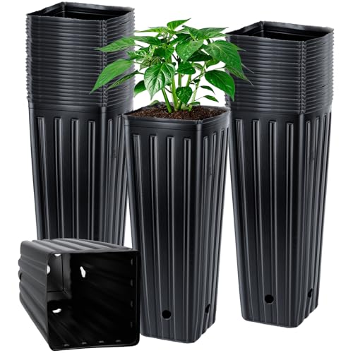 50PCS Tree Pots - 11.8" H x 3.9" W Tall Nursery Pots for Plants Indoor or Outdoor Gardening with Drainage Holes - size: 11.8" H X 3.9" W