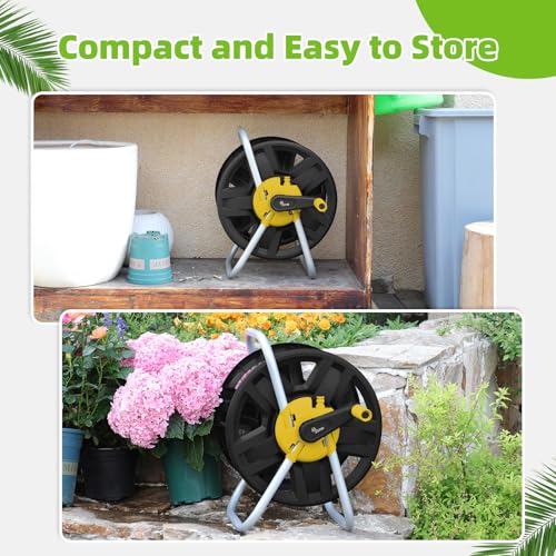 Water Hose Reel,Holds 60-80 Ft of 5/8" Hose - color: Yellow