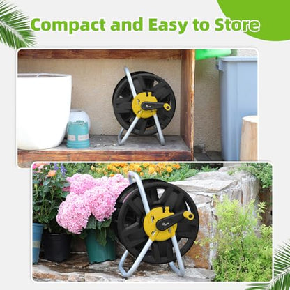 Water Hose Reel,Holds 60-80 Ft of 5/8" Hose - color: Yellow
