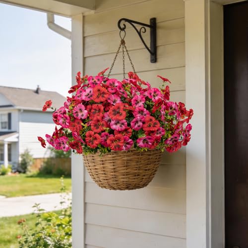 Artificial Flowers for Outdoor Faux Pansies Fake Flowers Plants,12 Bundles - color: Red Dark Pink
