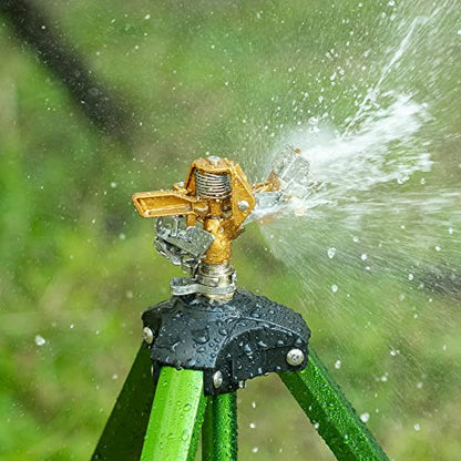 Hourleey 1/2 Inch Brass Impact Sprinkler, 2 Pack Heavy Duty Water Sprinkler Head, Adjustable 0-360 Degree Coverage Pattern, Watering Sprinkler for Large Area Lawn Patio Garden Irrigation - size: 2 Pack