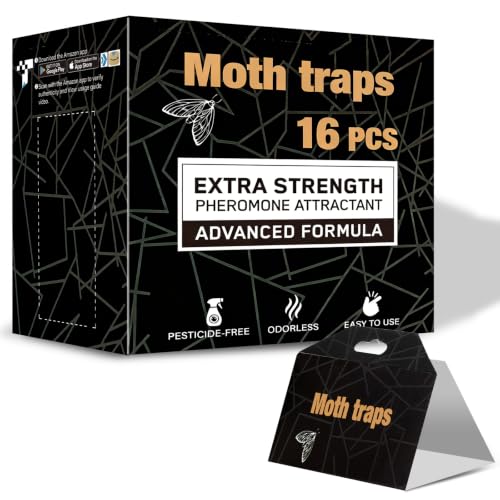 Upgraded Sticky Clothes & Pantry Moth Traps with Pheromone Lure, 16 Pack - size: 16 PACK