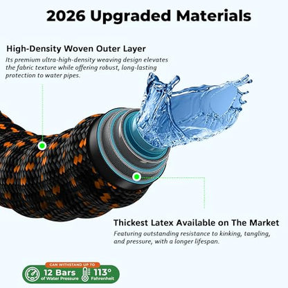 Expandable Garden Hose 50 ft with 10 Function Spray Nozzle, Flexible, Kink Free, Leak-Proof, Ultra Lightweight Retractable Stretch Water Hose 50ft for Yard, Lawn, Car Wash and Outdoor, Black Orange