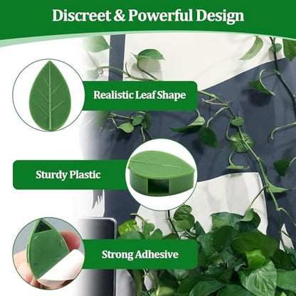 Plant Wall Clips for Climbing Vines Green Garden Stem Holder with Adhesive Climbing Wall Fixture Clips for Indoor Wall Decor, Office, Home (60 Packs) - size: 60 Pack