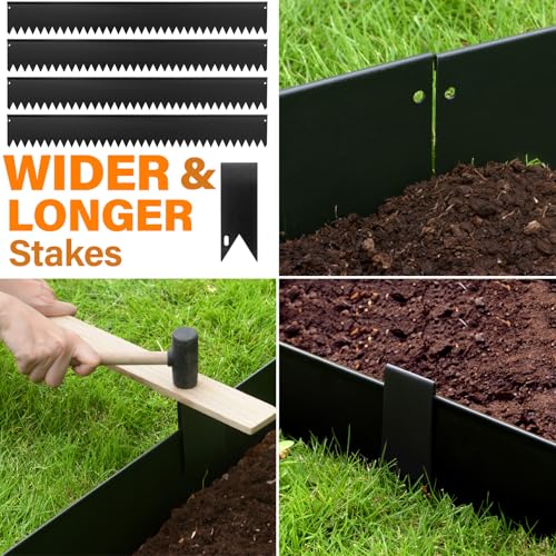 LAVEVE Galvanized Steel Landscape Edging 6-Pack, 40" L x 5" H (20Ft Total) - color: Black, size: 40"l X 5"h X 6 Pack