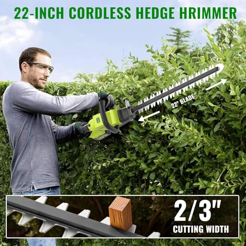 20V 22-Inch Hedge Trimmer Cordless with 2x5.0Ah Battery & Charger - color: Green