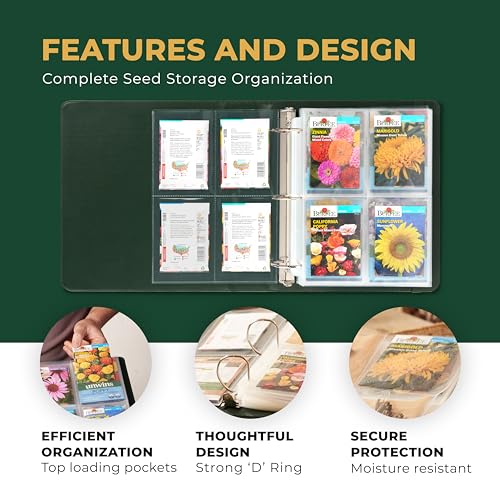 Wildgoose Seed Binder - Garden Seed Packet Organizer, Storage Book, Green - color: GREEN