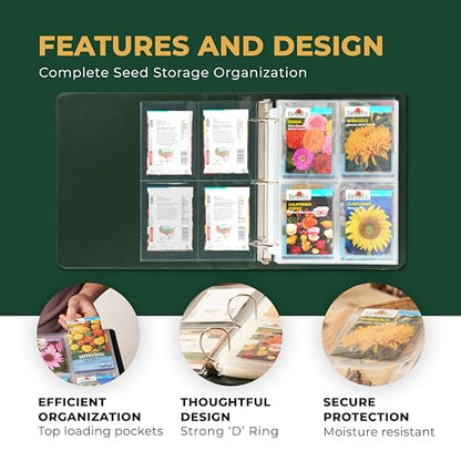 Wildgoose Seed Binder - Garden Seed Packet Organizer, Storage Book, Green - color: GREEN