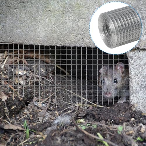 Hardware Cloth Metal Wire Mesh Roll 4in X 20ft Chicken Wire Fence Hot Dipped Galvanized Welded Wire Fencing Fine Mesh for Handicraft Making Animal Barrier and Garden