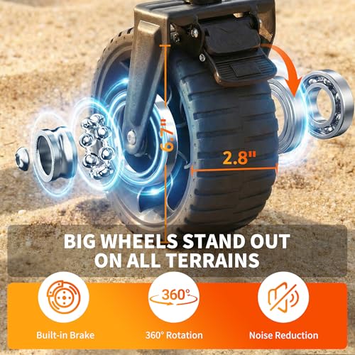 Naturehike Big Wheels Collapsible Wagon Cart, 300lbs Capacity Beach Wagons for Sand, Heavy Duty Foldable Cart with Brakes, Portable Utility Folding Garden Cart for Outdoor - color: Black