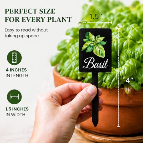 Acrylic Plant Labels 12 Styles with Herb Names for Garden Herbs - color: Black, size: 1.5 x 4 inch
