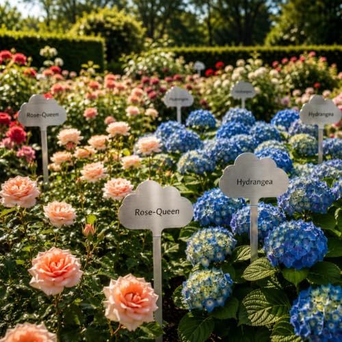 Cloud Shape Stainless Steel Plant Labels with Marker Pen for Outdoor Indoor 20 PCS Reusable Metal Garden Markers for Vegetables Herb Flower Seed Greenhouse - size: 10.6 INCH