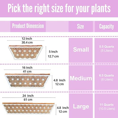 LaLaGreen Window Boxes Planter (2 Pack, 12 Inch) White Metal Rectangular Wall Planters with Coco Liner, Horse Trough Deck Railing for Outdoor Plants Holder, Modern Rail, Balcony, Fence, Porch Patio - size: 12" (30cm) x 2 pack