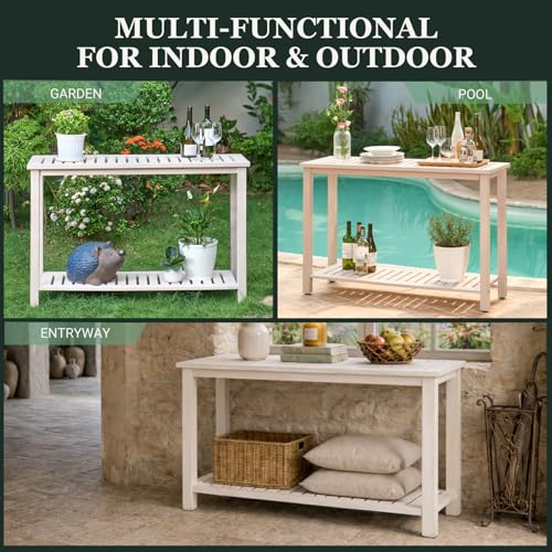 48" Narrow Outdoor Console Table - color: Whitewash