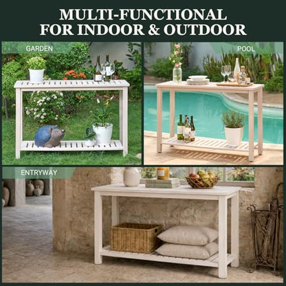 48" Narrow Outdoor Console Table - color: Whitewash