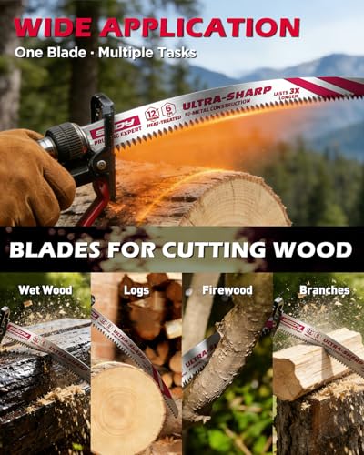 12 Inch Japanese Teeth Reciprocating Saw Blades, 6TPI Arc Edge Wood Pruning Saw Blades Set with Storage Box for Tree Trimming, Wood Cutting, 5 Pack - color: 5-Pc 12" Precision Pruning