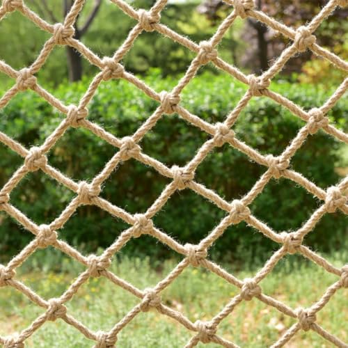 Natural Jute Hemp Rope Net,8mm Thick Safety Anti-Fall for Children Pet,Balcony Stairs Garden Playground Protection Net,Indoor & Outdoor Decor (Size:1M*3M(3.3FT*9.8FT)) - size: 1M*3M(3.3FT*9.8FT)