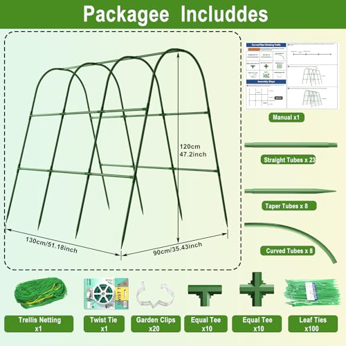 Cucumber Trellis for Raised Bed, U-Shape Arch Metal Garden Trellis for Climbing Plants, Heavy Duty Plant Trellis Outdoor, Easy Assembly Rustproof Trellis for Vines (U Frame Trellis)