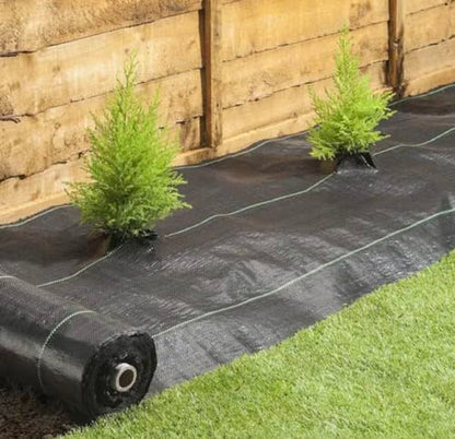 Rocky Mountain Goods Weed Barrier Fabric - Thick 15 Year Heavy Duty Black Weed Blocker Landscape Fabric for Garden, Flower Beds, Trees - Ground Cover - Under Rocks or Mulch (3' x 50') - size: 3' x 50'