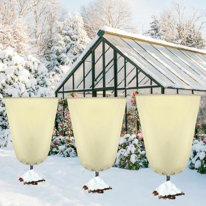 4 Pcs Plant Covers Freeze Protection 35.4" x 59", Beige - color: Beige