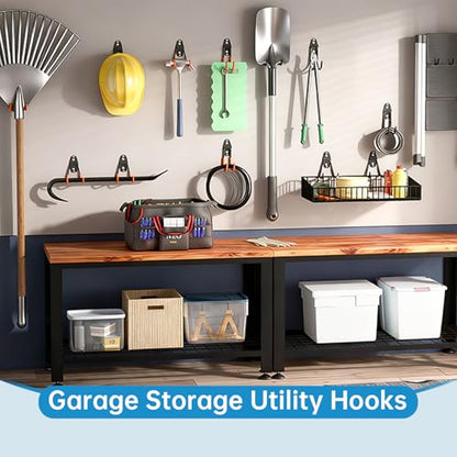 GeeWatom Garage Storage Utility Hooks，Garage Garden Tool Organizer，Steel Wall Mount Hooks, Garden Small U Hooks (4 Pack-Black) - color: 4 Pack-Black