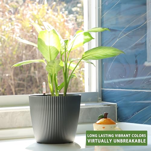 Dexceder 9x8 Self Watering Planters Indoor (2 Pack, Gray) - color: Gray, size: 9x8