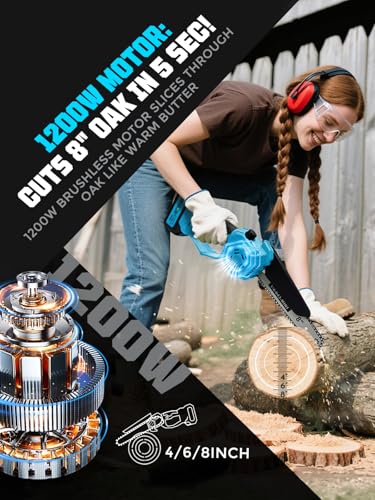 8 & 6 Inch Electric Pole Saw & Mini Chainsaw for Tree Trimming - color: Blue, size: 8&6inch