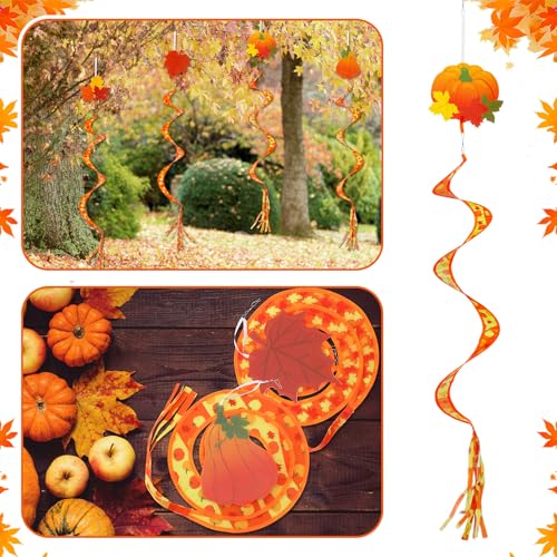Beeveer 4 Pcs Fall Wind Socks Outdoor Hanging Nylon Windsock Spinners - style: Fall