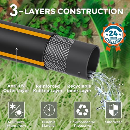 Giraffe Tools Garden Hose 5/8", 100ft with Shut off Valve - size: 100ft Male to Female Hose Set