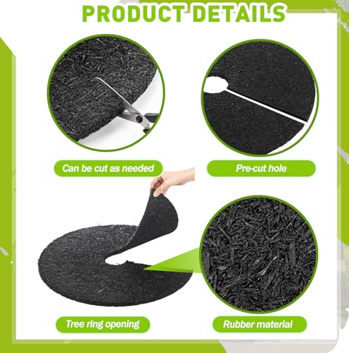 Peryiter 6 Pcs Rubber Mulch Tree Ring Protector Mat Weed Barrier, 20 in - style: 20 Inches