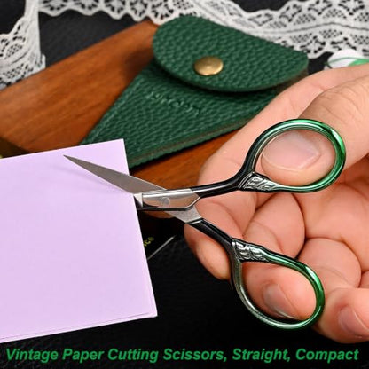 Small Sharp Scissors for Women Men Eyebrow Hair Beauty Grooming - color: Dark Green