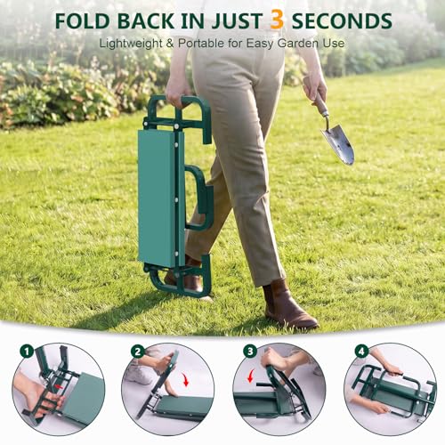 AUROPEAK Garden Kneeler and Seat, 7-Level Adjustable Stool with Handles