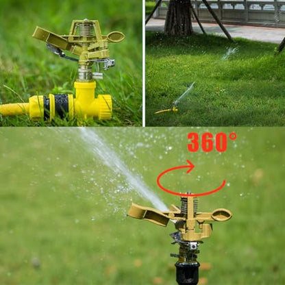 Impact Sprinkler Head, 1/2 Inch Impulse Sprinkler Heavy Duty Water Sprinkler Head Lawn Watering Sprinkler Sprayer Zinc Alloy Adjustable 360° Large Area Coverage Pattern for Patio Garden 10~18 Distance