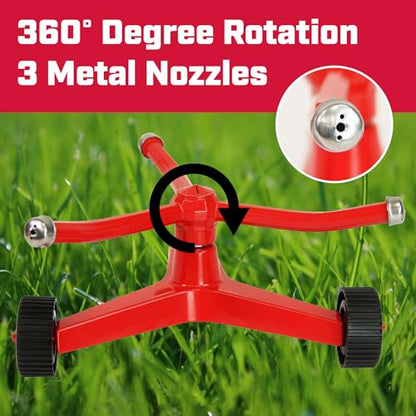 Chapin 4986: 3-Arm Rotary Sprinkler, 360 Degree Automatic for Small Gardens and Lawns, Up to 45ft Coverage Area, Red - style: 3-Arm Rotary Sprinkler