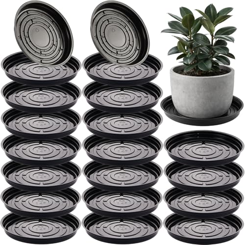 20 Packs 14 Inches Large Black Plant Saucers for Indoor Outdoor Use Heavy Duty Plastic Plant Trays for Planter Bulk Flower Pot Drip Trays to Catch Water, 4 to 20 Inch - color: Black/ 20 Packs, size: 14 inches