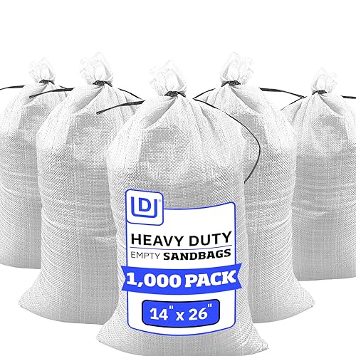 DURASACK Heavy Duty Sandbags with Ties, 14x26, Empty, White, 1000 Count - color: White, size: 1,000 Sandbags