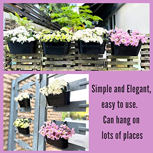 LaLaGreen Modern Rail Planter (9.8 in, 6 Pack) Black Metal Deck Buckets - size: 9.8" (25 cm) x 6 Pack