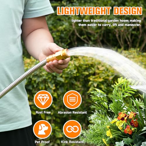 Rosy Earth Garden Hose 3 FT, 304 Stainless Steel Metal Water Hose - size: 3FT