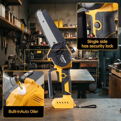 Mini Chainsaw Cordless Compatible with Dwt 20V MAX, 6 Inch Brushless Chainsaw for Wood Cutting Pruning Tree Saw - size: Without Extension Pole