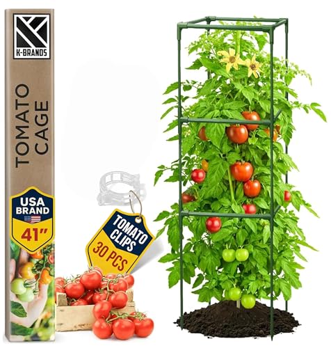1 Pack 41" Square Tomato Cages for Garden - Large Tomato Trellis Stakes - size: 1 Pack, 41 Inches