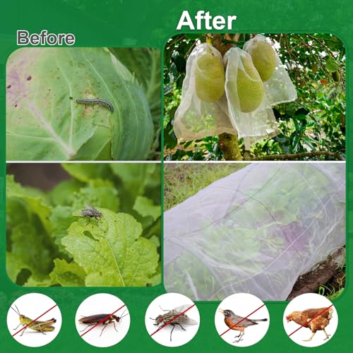 NONMON Garden Netting 10 x 50FT Ultra Fine Mesh Netting Insect Netting - size: 10 x 50ft