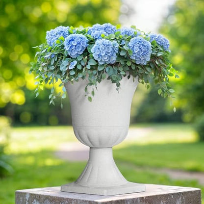 22" Tall Urn Planters Set of 2 Large Flower Pots, Indoor Outdoor Use - color: 22"h-white Terrazzo