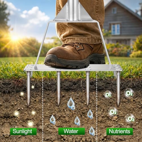 Lawn Aerator Tool, Heavy-Duty Stainless Steel Lawn Spike Aerator - size: Lawn Spike Aerator