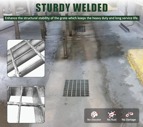 12in B125 Galvanized Steel Drain Grate(11.6x12 in) - color: Silver-1 Pack, size: 12x12 inch