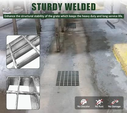 12in B125 Galvanized Steel Drain Grate(11.6x12 in) - color: Silver-1 Pack, size: 12x12 inch