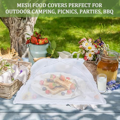 6 Pack Food Tents/Food Covers for Outdoor Mesh Screen Include 6 Standard (17"X 17") Collapsible and Reusable Mesh Food Covers for Outside, Picnic Accessories, BBQ - size: 6 PACK (6*L)