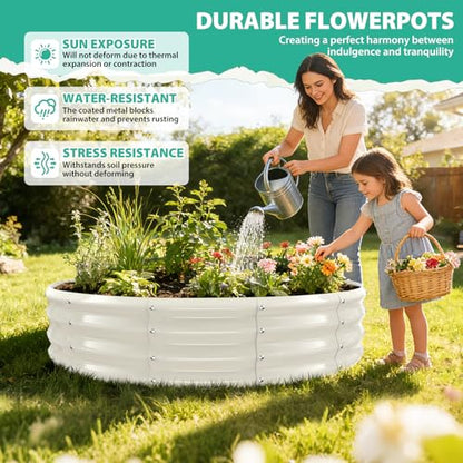12 Inch Tall 60 Inch Diameter Round White Raised Garden Bed Kits Outdoor - color: Cream White, size: 60 Dia X 12 inches