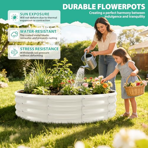 12 Inch Tall 60 Inch Diameter Round White Raised Garden Bed Kits Outdoor - color: Cream White, size: 60 Dia X 12 inches